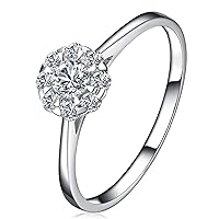 10k/14k/18k Pure Gold Her Engagement Ring 1.4cttw Round Moissanite Wedding Promise Halo Ring for Women