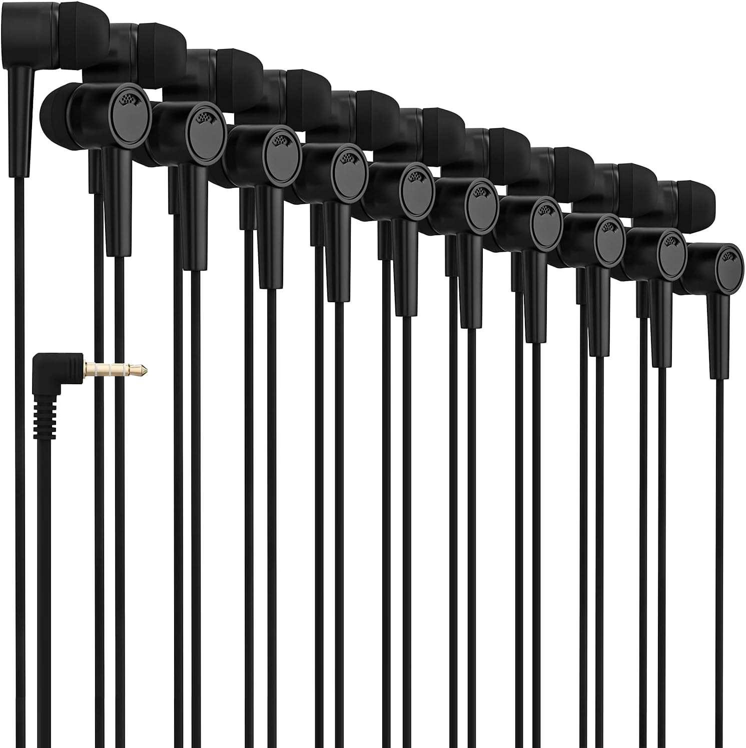Maeline Bulk 10 Pack Earbuds, Noise Isolating in-Ear Headphones for Classroom, Library, Airplane Travel, 3.5mm Wired Kids Earbuds Earphones for Phones, Computer and Laptops - Black