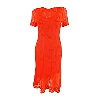 Lauren Ralph Lauren Women's Petite Pointelle Knit Dress (PM, Tangerine)