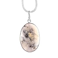 Natural Oval Dendrite Opal Gemstone Pendant 925 Sterling Silver Handmade Jewelry Christmas Gift