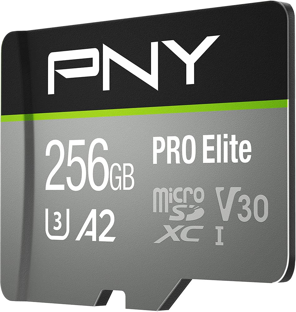 PNY 256GB PRO Elite Class 10 U3 V30 microSDXC Flash Memory Card - 100MB/s, Class 10, U3, V30, A2, 4K UHD, Full HD, UHS-I, micro SD