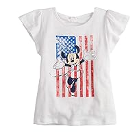 Disney Jumping Beans Minnie Mouse Toddler Girl American Flag Graphic Tee White