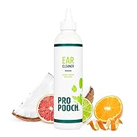 Pro Pooch Dog Ear Cleaner Solution - All-Natural 8oz Cat & Dog Ear Wash Drops for Cleaning, Grooming Supplies, and Puppy Treatment for Waxy Ears, Infection, Odor