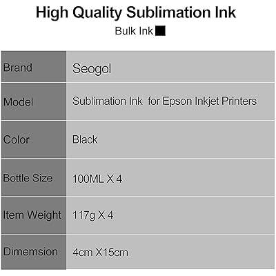 seogol Sublimation Ink for Printers Et-2720 ET-2760 ET-2750 ET-15000 ET-4700 ET-3760 WF-7710 WF-7720 WF-7210 C88+ etc. 400ml