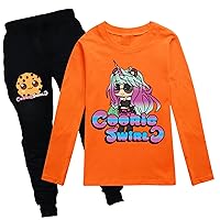 Unisex Kids Crew Neck Long Sleeve Tops and Sweatpants Set Cookie Swirl C Graphic Comfy Clothing Outfits for Fall