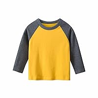 Spring Fall Shirt for Little Kid Patchwork Long Sleeve Solid T Shirt Tops Clothes for Kids