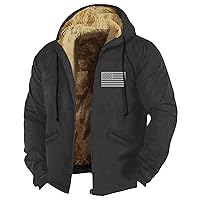 Men's Vintage Heavyweight Sherpa Fleece Lined Jackets Winter Warm Sweatshirt Coats Big And Tall Zip Up Hoodie Men