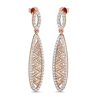 VVS Luxury Long Earrings 1.12 Ctw Natural Diamond With 18K White/Yellow/Rose Gold Drop Earrings With VVS Certificate