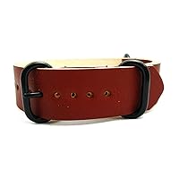 22mm Handmade Reto Style Calf Leather Watch Strap 3 PVD Ring ZUL008
