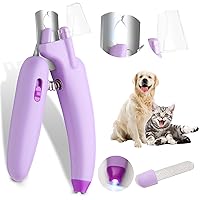 Safe Dog-Cat Nail Trimmer and Clipper with LED Light and File, Easy to Cut Toenail to Avoid Bloodline, Sharp and Durable Stainless Steel Blade (Purple)