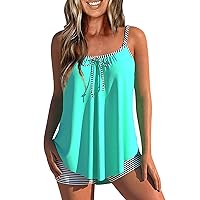 NBXNZWF Two Piece Tankini Swimsuits for Women 2024 Summer Skirt-Style Boxer Shorts Swimwear Beach Bathing Suits