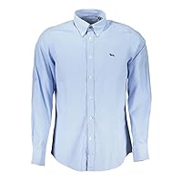 Elegant Light Blue Long Sleeve Cotton Men's Shirt