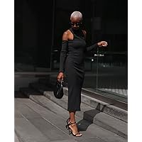 The Drop Women's Black Cutout Shoulder Dress by @signedblake