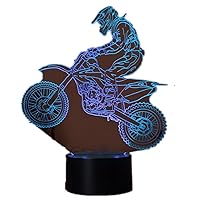 3D Motocross Bike Night Lights Novelty 3D Table Lamp USB 7 Colors Sensor Touch Desk Lamp as Holiday Awards Gifts for Sports Guy