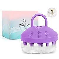 Scalp Massager Scalp Scrubber, Silicone Shampoo Brush for Wet Dry Curly Hair, Hair Brush for All Types of Men Women Kids Dogs Pet, Hairbrushes with Adhesive Hook (Purple)