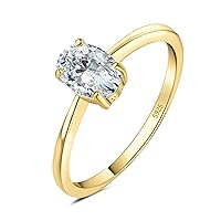 JewelryPalace Oval Shape 1ct 2ct Cubic Zirconia Solitaire Engagement Rings for Women, 925 Sterling Silver Promise Ring for Her, Simulated Diamond Anniversary Wedding Ring Jewelry Sets