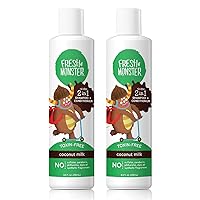 Fresh Monster 2-in-1 Kids Shampoo & Conditioner, Toxin-Free, Hypoallergenic, Tear-free Shampoo & Conditioner for Kids, Coconut (2 Pack, 8.5oz/each)