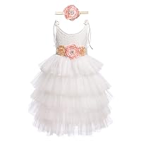 Flower Girls Boho Lace Dress Wedding Birthday Outfit Ruffle Lace Summer Tulle Pageant Party Gowns Kids Maxi Dresses