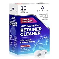 Retainer Cleaner & Denture Cleanser - 30 Effervescent Tablets - 1 Month Supply - Removes Stains, Discoloration, Odors, & Plaque - Clear Aligners, Mouth & Night Guard, All Dental/Oral Appliances