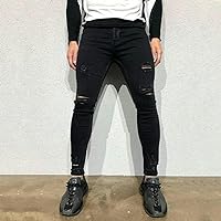 Men's Ripped Jeans European and American Ripped Stretch Pants Fashion Casual Trousers A 38