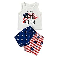 Toddler Baby Boy Summer Clothes Sleeveless 4th of July Print Tank Tops Star Striped Print Shorts 2Pcs Casual Outfits