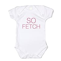 Baffle Baby/So Fetch (Short-Sleeved White Cotton Onesie, Pink Text, Girls)