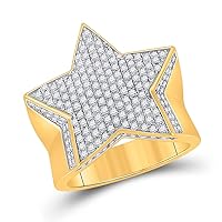 The Diamond Deal 10kt Yellow Gold Mens Round Diamond Star Statement Ring 1-1/2 Cttw