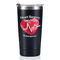 Onebttl Heart Surgery Recovery Gifts Tumbler Travel Coffee Mug, Stainless Steel Insulated with Lid and Straw, 20oz/590ml - The Beat Goes On