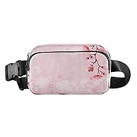 Japanese Cherry Blossom Belt Bag for Women Men Water Proof Hip Bum Bag with Adjustable Shoulder Tear Resistant Fashion Waist Packs for Outdoor Sports