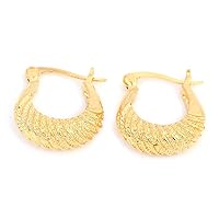 Brass Earrings For Women Fashion Jewelry Gift Trendy 24K Gold Plated Metal Hoop Earrings