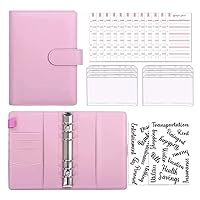 23PCS A6 Binder Budget Planner Organizer 6 Ring Binder Cover, FOME PU Leather Budget Binder with Zipper Envelopes Money Budget Organizer Budget Planner for Money Saving Planner Organizer Pink