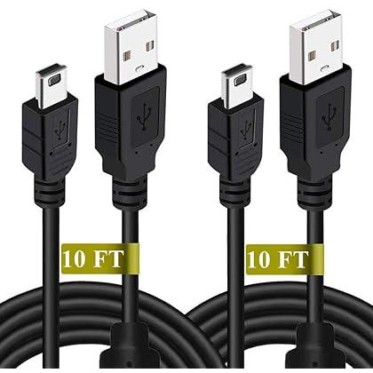 Drimoor 2 Pack 10ft PS3 Controller Charger Cable - Magnetic Ring Mini USB Data Charging Cord for PS Move Playstation 3 Wireless Controller, TI84 Plus CE, Digital Camera