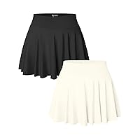 OQQ Women 2 Piece Skirts 2 in 1 Flowy Basic Versatile Stretchy Flared Casual Mini Skirts