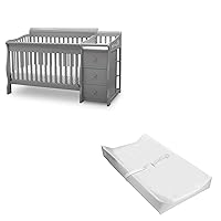 Delta Children Princeton Junction Convertible Crib N Changer + Changing Pad and Cover [Bundle], Grey