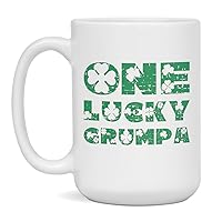 Jaynom St Patrick's Day One Lucky Grumpa Irish Ceramic Coffee Mug, 15-Ounce White