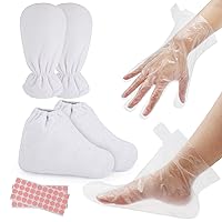 Paraffin Wax Gloves for Hand & Feet, Segbeauty 200pcs Plastic Paraffin Baths Socks and Gloves, Larger Thicker Paraffin Heated SPA Mittens Foot Liners for Hot Wax Hand Foot thera-py Thermal treat-ment