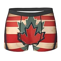 NEZIH Retro Canada Flag pattern Print Mens Boxer Briefs Funny Novelty Underwear Hilarious Gifts for Comfy Breathable