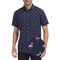 HDE Mens Casual Button Down Shirt S-5XL Big Short Sleeve Floral Hawaiian Print