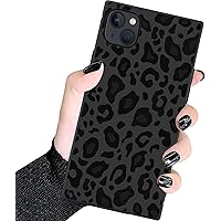 Square Case for iPhone 15 Max/Plus,Black Gray Leopard print Square Classic Checkered Style,Hard PC+Soft Silicone case is Shock-Proof and Skid-Proof for Protective Phone Case for iPhone 15 Plus