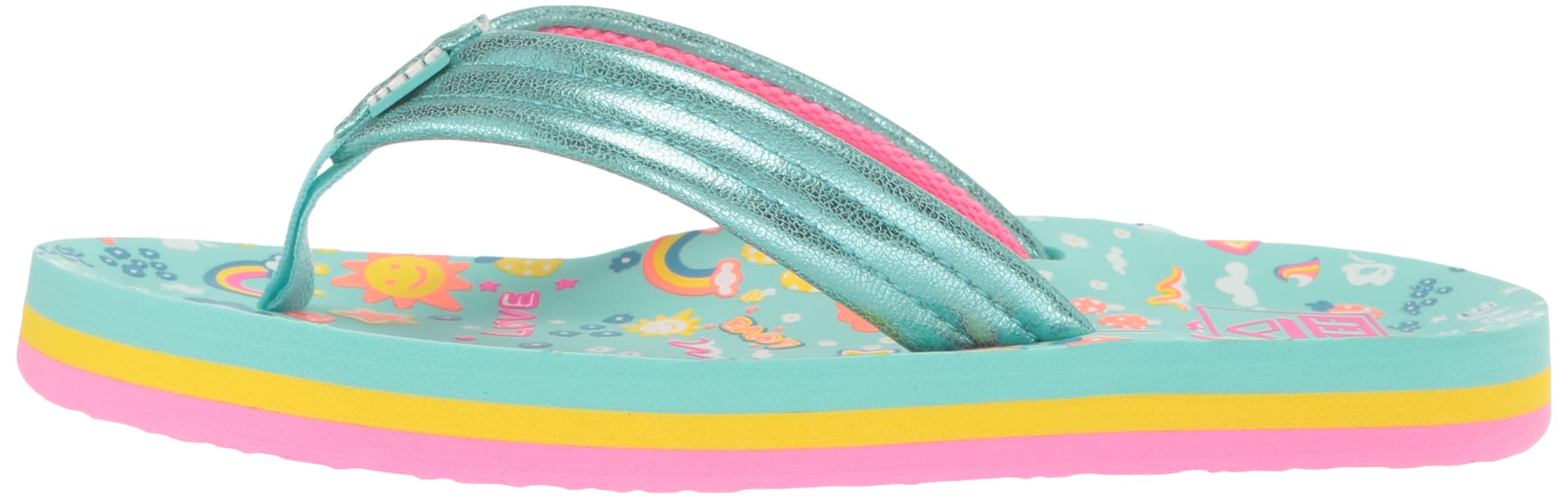 Reef Kids Girls Sandals, Kids Ahi, Love Rainbow, 5