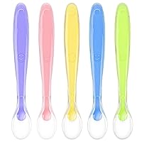 Vicloon Baby Silicone Spoons, 5 PCS Baby Silicone Soft Spoons,Best First Stage Baby Infant Spoons BPA Free, Soft Silicone Baby Training Feeding Spoons for Microwave, Dishwasher and Freezer Safe