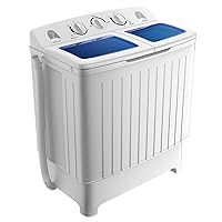 Giantex GT24267-PE, 20lbs Spinner Combo, 12lbs 8lbs Spinning, Compact Twin Tub Mini Washer for Apartment RV Dorms, Blue & White Portable Washing Machine