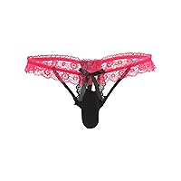 YiZYiF Mens Sissy Lace Pouch Panties Hollow Out Floral Bikini Briefs Crossdress Underwear Thongs