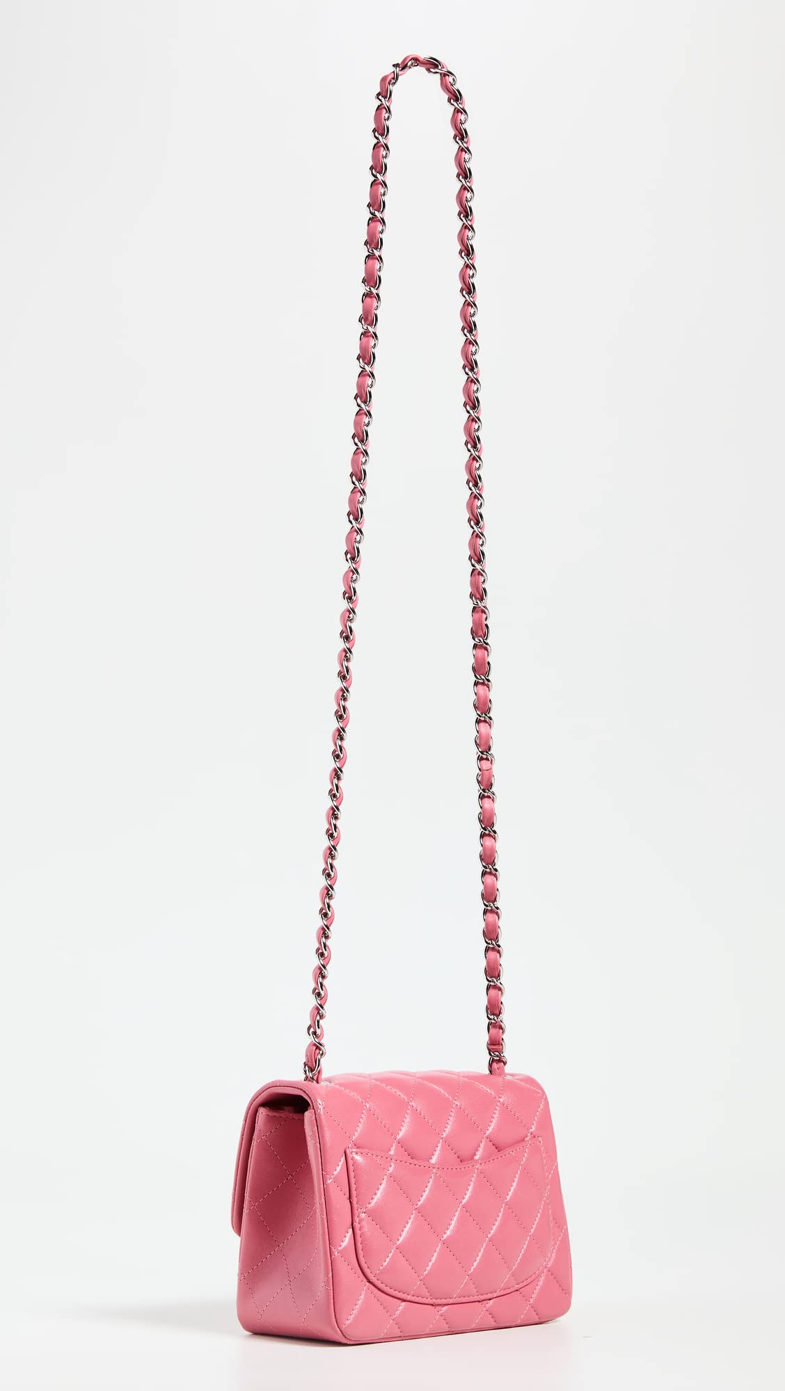 CHANEL Women's Pre-Loved Pink Lambskin Square Flap Mini Bag