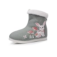 Girls' Hanfu Shoes Cloth Shoes Children's Mushroom Embroidered Shoes Short Boots Chinese Style Dance Performance Shoes