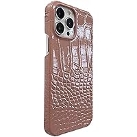 Crocodile Pattern Case for Apple iPhone 13 Pro (2021) 6.1 Inch, Leather Shockproof Breathable Back Phone Cover with Inside Flocking Brown