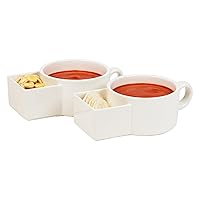 Mind Reader Soup and Cracker Bowls with Handles, Microwave Safe, Kitchen, Ceramic, 7.5