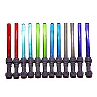 LEGO Lightsaber Lot of 12 ~ 6 2 Red, 2 Light Blue, 2 Cobolt Blue, 2 Dark Purple, 2 Bright Green and 2 Glow in The Dark with Grey Hilts