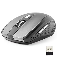 Wireless Mouse, 2.4Ghz Wireless Mouse Computer Mouse 1200DPI,6 Buttons with Nano Receiver for Laptop,PC,Chromebook,Computer,Notebook,Office (Grey)