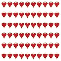 60Pcs Red Heart Charms Alloy Love Shape Valentine's Day Pendants Flat Dangle Charms Earring Bracelet Necklace Pendants Charms for DIY Craft Jewelry Making Hole: 1.8mm